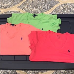 3 Ralph Lauren V-Neck Tees